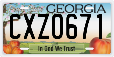 GA license plate CXZ0671