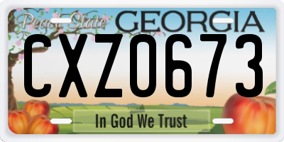 GA license plate CXZ0673