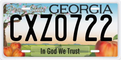 GA license plate CXZ0722