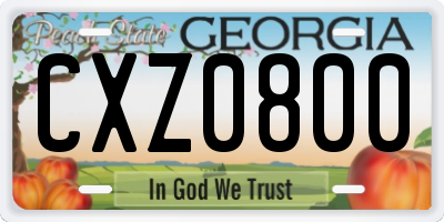 GA license plate CXZ0800