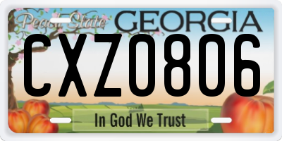 GA license plate CXZ0806