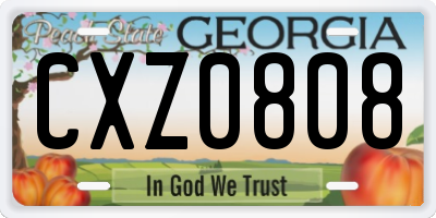 GA license plate CXZ0808