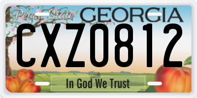 GA license plate CXZ0812
