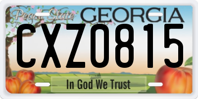 GA license plate CXZ0815