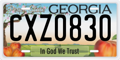 GA license plate CXZ0830
