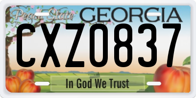 GA license plate CXZ0837