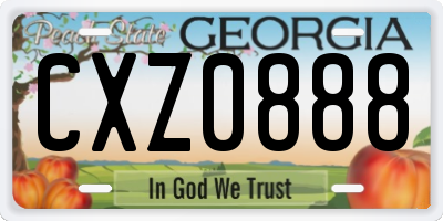 GA license plate CXZ0888