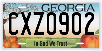 GA license plate CXZ0902