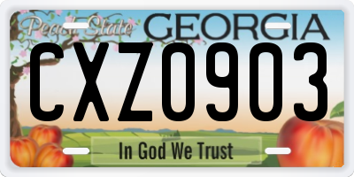 GA license plate CXZ0903