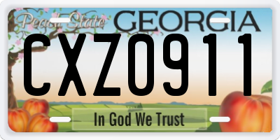 GA license plate CXZ0911