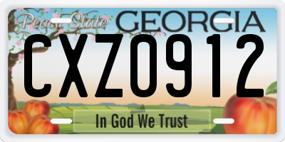GA license plate CXZ0912