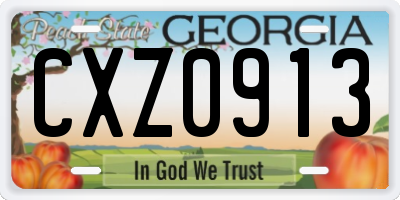 GA license plate CXZ0913