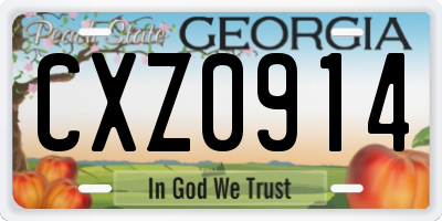 GA license plate CXZ0914