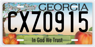 GA license plate CXZ0915