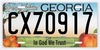GA license plate CXZ0917