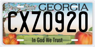 GA license plate CXZ0920