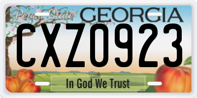 GA license plate CXZ0923
