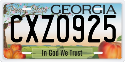 GA license plate CXZ0925