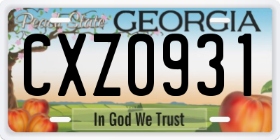 GA license plate CXZ0931