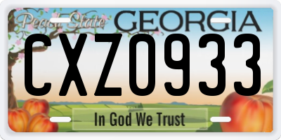 GA license plate CXZ0933
