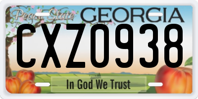 GA license plate CXZ0938