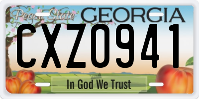 GA license plate CXZ0941
