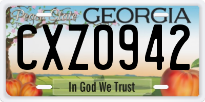 GA license plate CXZ0942