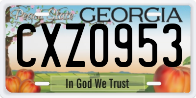 GA license plate CXZ0953
