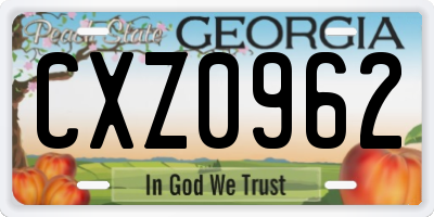 GA license plate CXZ0962