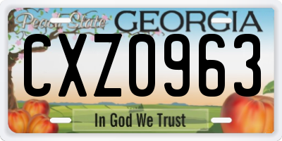 GA license plate CXZ0963