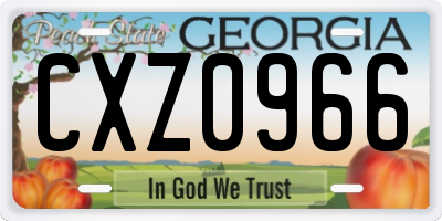 GA license plate CXZ0966
