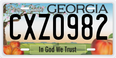 GA license plate CXZ0982