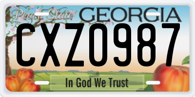 GA license plate CXZ0987