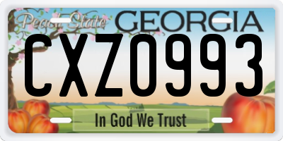 GA license plate CXZ0993