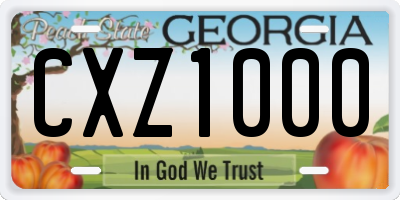 GA license plate CXZ1000