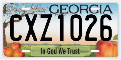 GA license plate CXZ1026