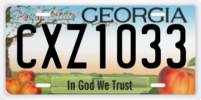GA license plate CXZ1033