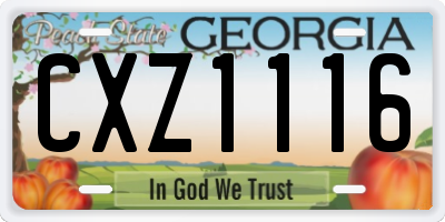 GA license plate CXZ1116