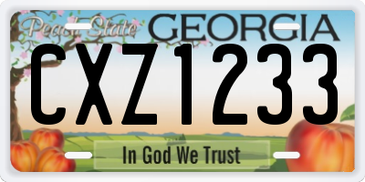 GA license plate CXZ1233