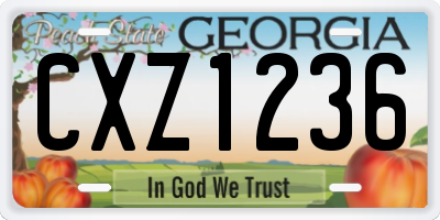 GA license plate CXZ1236