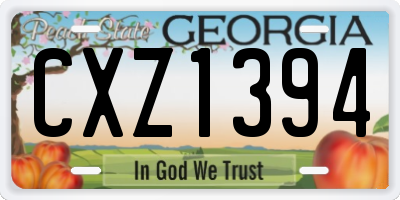GA license plate CXZ1394