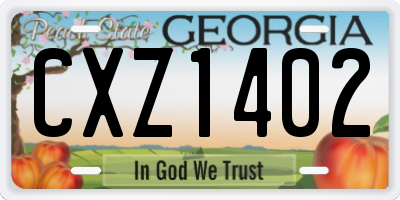 GA license plate CXZ1402