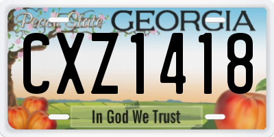 GA license plate CXZ1418