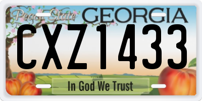 GA license plate CXZ1433