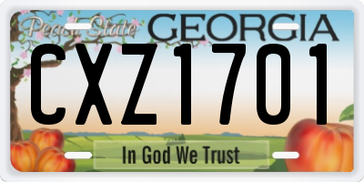 GA license plate CXZ1701