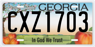 GA license plate CXZ1703