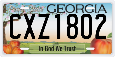 GA license plate CXZ1802