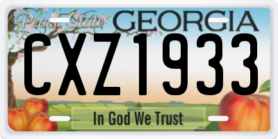 GA license plate CXZ1933