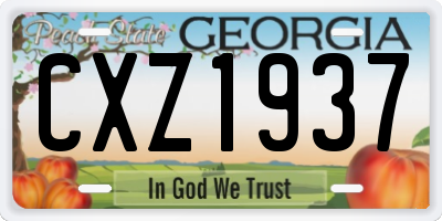 GA license plate CXZ1937