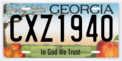 GA license plate CXZ1940